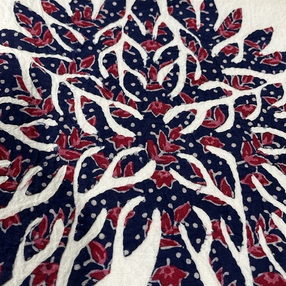 HANDCRAFTED BLOCK PRINT APPLIQUÉ TREE OF LIFE BED COVERLET TEXTILE WALL HANGING - Picture 15 of 16